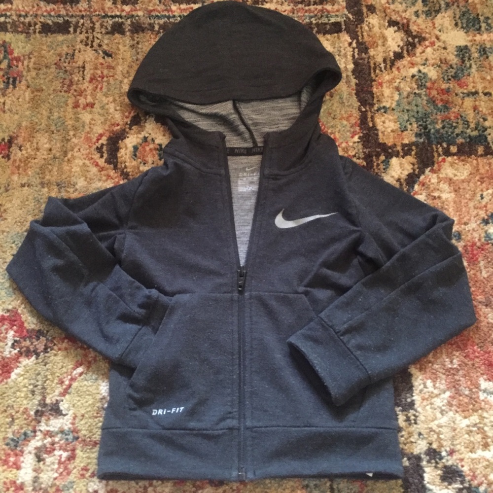 NIKE Lightweight Gray Hooded “Dry” Jacket size 4